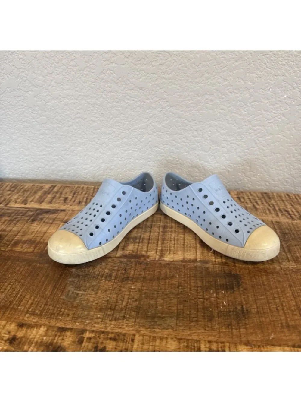 Native Shoes Kid's Boy Jefferson Slip-on Sneakers Water Blue/White Size 12
